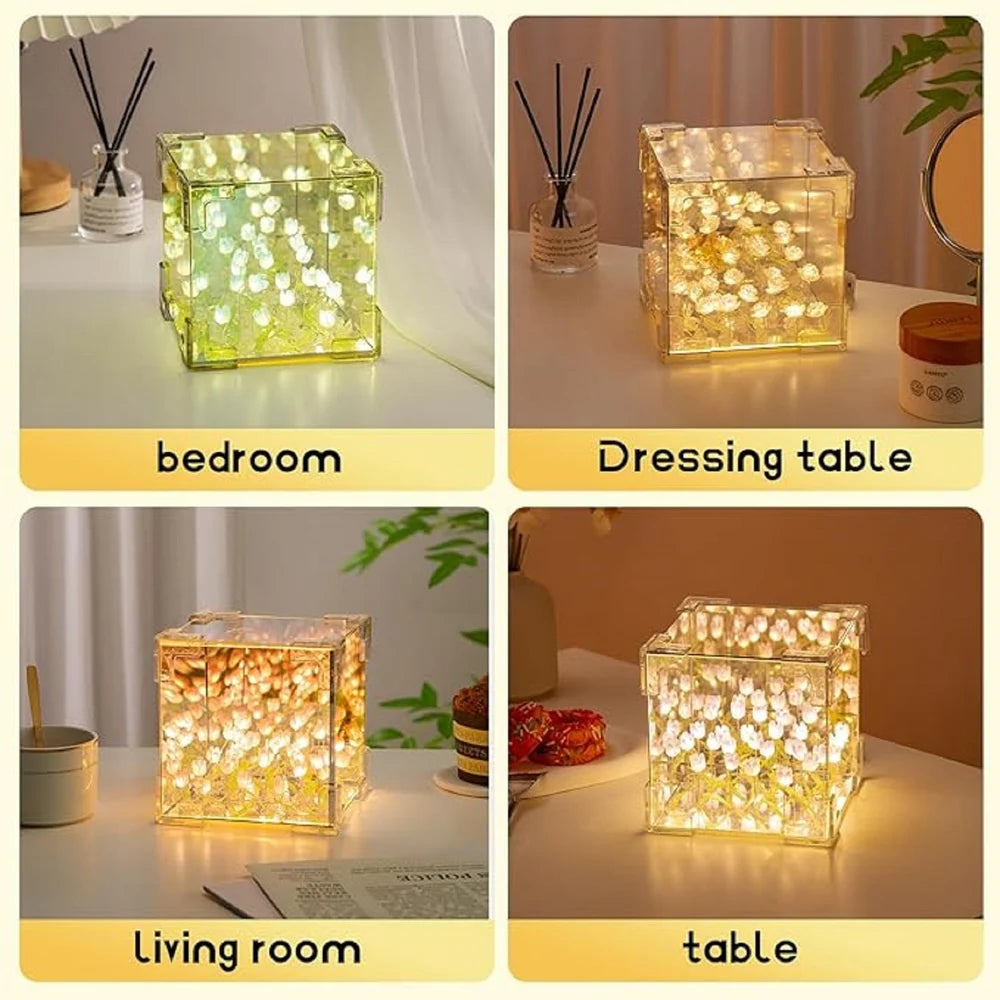 Dynamic DIY Tulips Cube Mirror Lamp