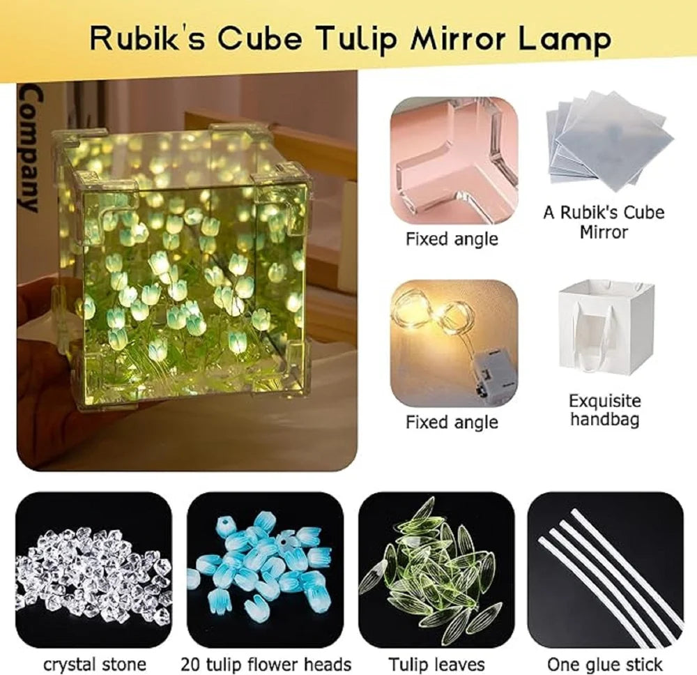 Dynamic DIY Tulips Cube Mirror Lamp