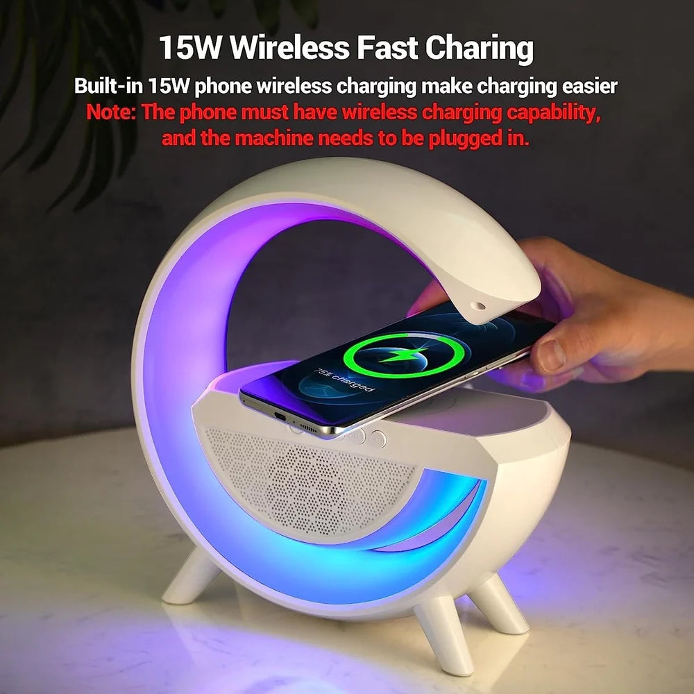 4 In 1 G-Lamp Wireless Charger Night Light Lamp Bluetooth Speaker Alarm Clock